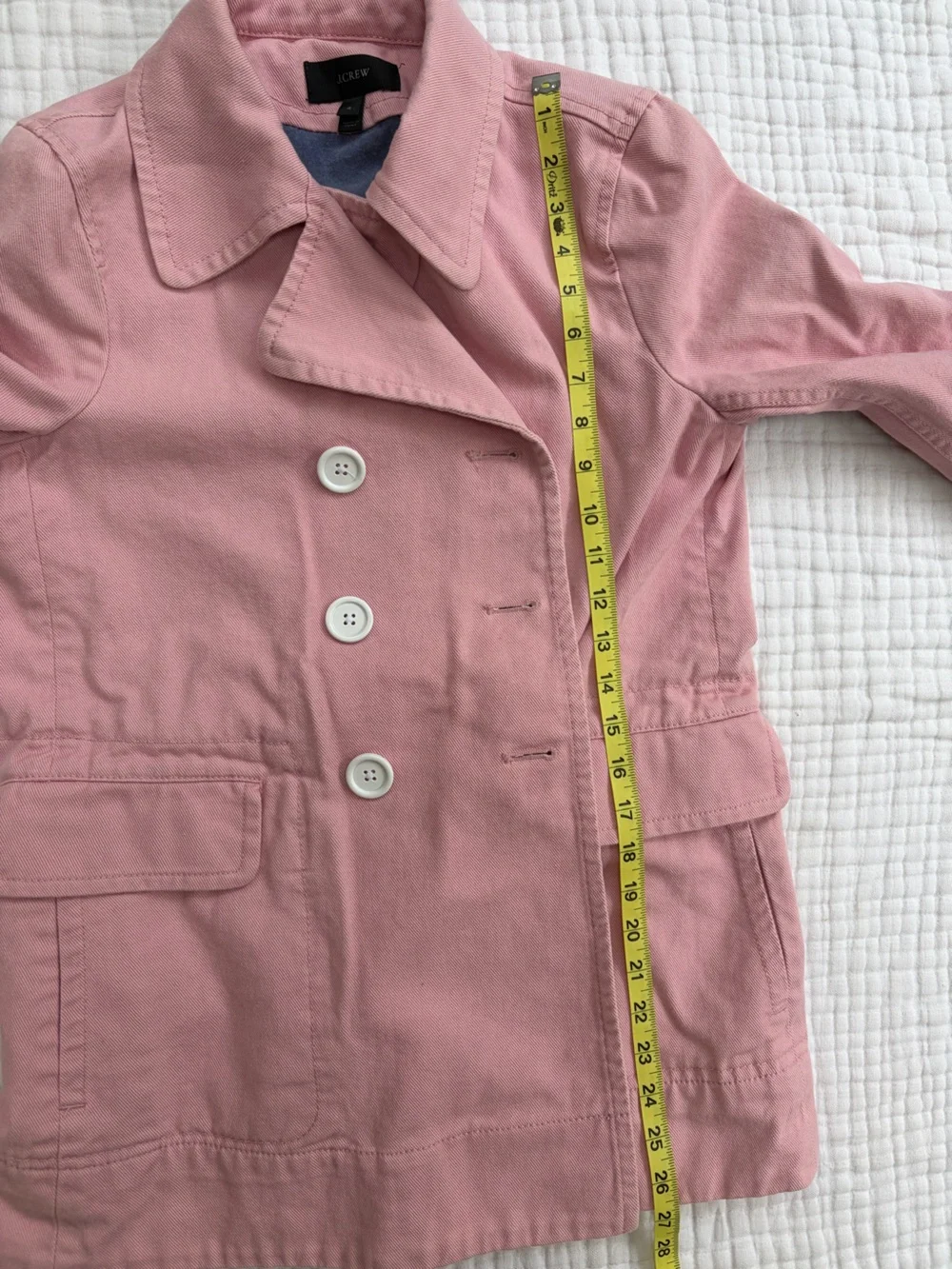 J.Crew Pink Cotton Peacoat Jacket Size 4 Preppy Spring Coat - Picture 10 of 11